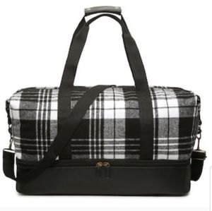 Black and White Plaid Weekender Bag by DSW